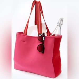 Summersalt pink and red neoprene tote